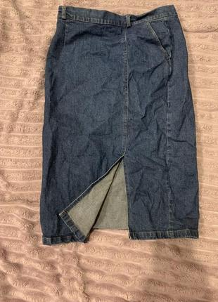 Винтажная джинсовая юбка-миди с вырезом на ноге и карманами y2k grunge vintage гранж винтаж