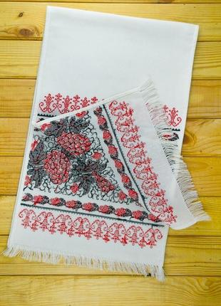 Ручна вишивка на українському рушнику|традиційний український рушник|натуральний лляний рушник4 фото