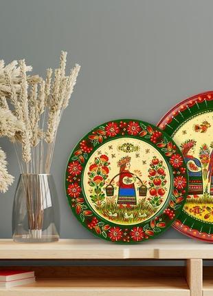 Настенная роспись в украинском стиле&lt;unk&gt; украинская деревянная декоративная тарелка&lt;unk&gt; петриковка4 фото