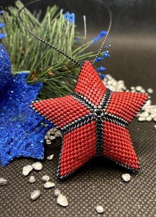 Червоний новорічний декор, червона зірка - іграшка на ялинку7 фото