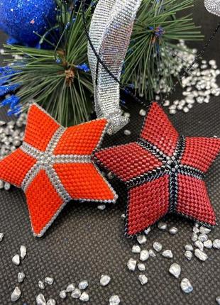 Червоний новорічний декор, червона зірка - іграшка на ялинку10 фото