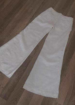 Льняные белые брюки кюлоты zidane, высокая посадка.