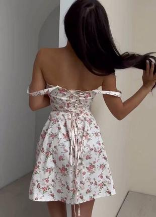 Платье мини на завязках с цветочным принтом🌸2 фото