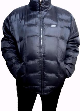 2xl-5xl мужской пуховик reebok, пог-70 см, б-у куртка зимняя, натуральный пух, большой размер, нюанс