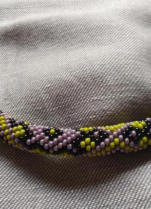 Жгут из бисера вышиванка оливково-фиолетовая6 фото