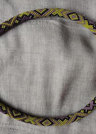 Жгут из бисера вышиванка оливково-фиолетовая7 фото