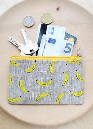 Льняной кошелек "бананы"1 фото