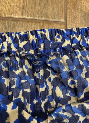 Балтал/большой размер стильная голубая сатиновая миди юбка-плиссе в леопардовый принт5 фото