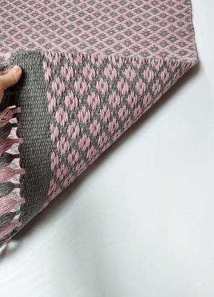 Килимок тканий рожево-сірі діаманти3 фото