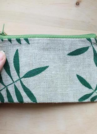 Льняний гаманець "пальмовий лист"3 фото