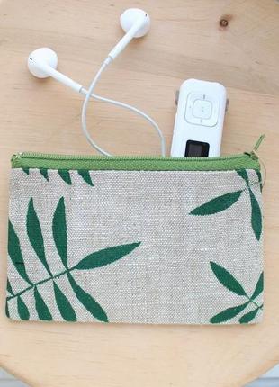 Льняний гаманець "пальмовий лист"7 фото