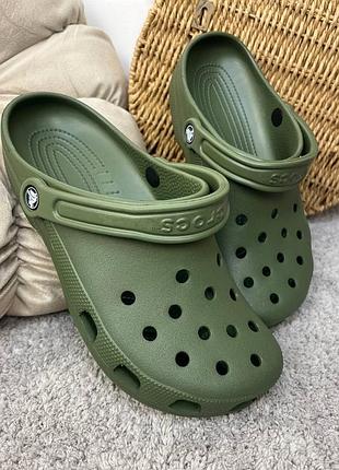 Мужские кроксы сабо crocs classic clog army green хит продаж