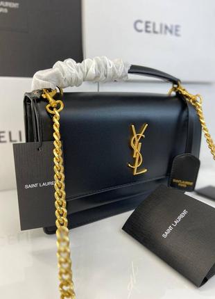 Женская кожаная сумка ysl sunset, ивсен лоран на плечо4 фото