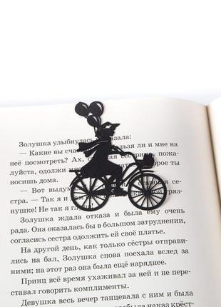 Закладка для чтения книг «девочка на велосипеде с шариками»1 фото