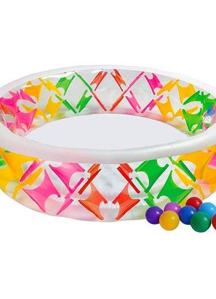 Дитячий надувний басейн intex 56494-1 «колесо», 229 х 56 см із кульками 10 шт