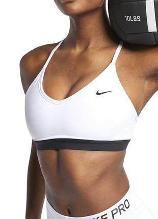 Новый спортивный топ бра nike dri-fit indy women's sports bra white