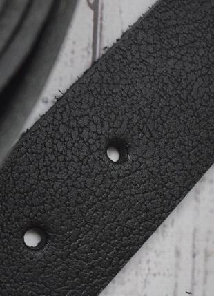 Ремінь шкіряний чоловічий чорний базовий джинсовий 4см із срібною пряжкою з натуральної шкіри8 фото