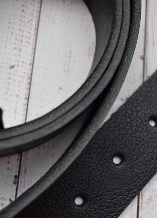 Ремень кожаный мужской черный базовый джинсовый 4см с серебряной пряжкой из натуральной кожи7 фото