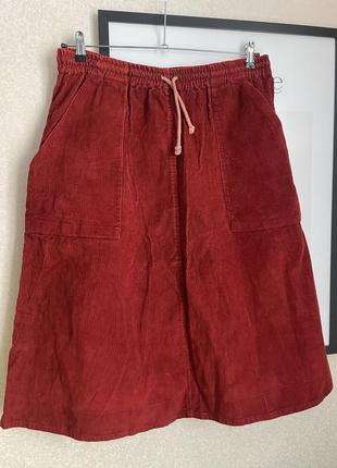Юбка вельвет рубчик терракотовая красная меди
