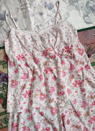 Хлопковая женская пижама в мелкие цветы5 фото