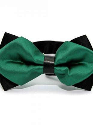Мужской галстук бабочка 5,5х11,5 см handmade зеленый (2000000645476)1 фото