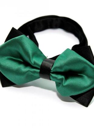 Мужской галстук бабочка 5,5х11,5 см handmade зеленый (2000000645476)2 фото
