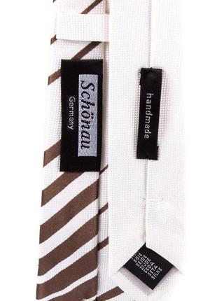 Мужской шелковый галстук (fareshy-38) 146 см schonau & houcken коричнево-белый (2000001314074)3 фото
