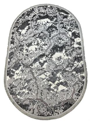 Ковер 0.8x1.5 м овальный alaska с комбинированым ворсом и термоусадкой  gray 08148a