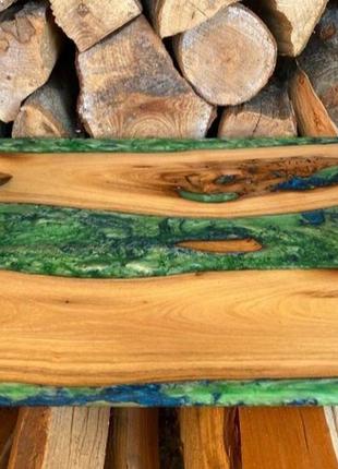 Дерев'яна таця (піднос) декорована епоксидною смолою3 фото