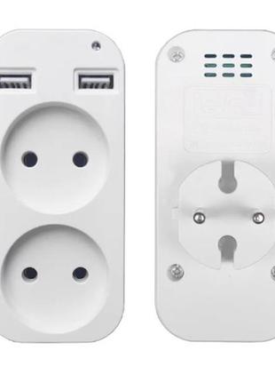 Двойная розетка с двумя usb портами для зарядки, переходник с розетками