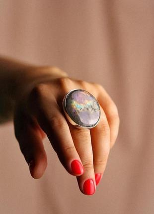 Серебряное кольцо с лабрадором3 фото