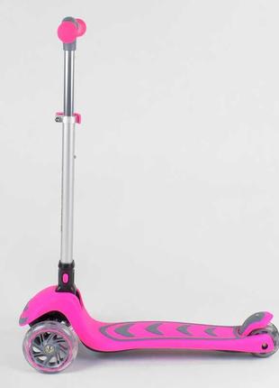 Самокат триколісний дитячий, складаний 24х58 см best scooter сіро-рожевий (2000002547556)2 фото