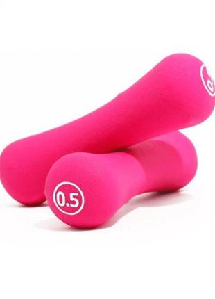 Гантелі неопрен neoprene dumbbell рожевий 2х0,5 кг (ls2002-b05)1 фото