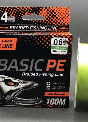 Шнур select basic pe light green 100m 0.10mm 10lb/4.8kg