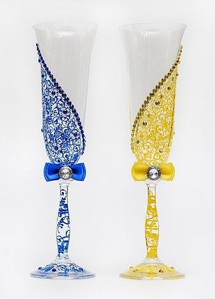Весільні келихи в українському стилі (арт. wg-206)
