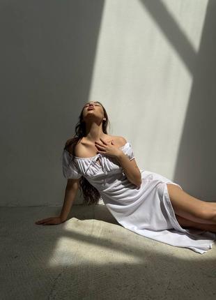 Невероятное женское платье миди с разрезом и эффектным бюстом💔3 фото