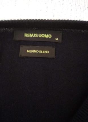 Темно синий пуловер шерсть размер м від remus uomo4 фото