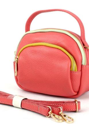 Женская кожаная сумка borsacomoda 9х14х17 см коралловый cl0046270