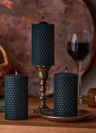 Подарунковий набір з натуральних матеріалів.гіпоалергенні свічки темно синього кольору