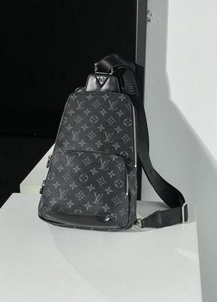 Сумка:👜 louis vuitton avenue slingbag black/grey (арт: 77115)3 фото