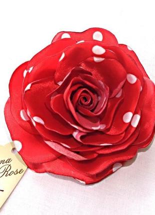 Брошка з тканини квіти "червоні троянди і гвоздики"4 фото