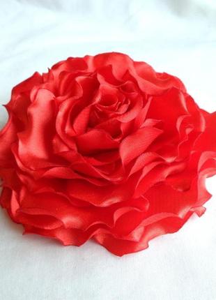 Брошка з тканини квіти "червоні троянди і гвоздики"7 фото