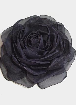 Брошь из ткани - черные цветы - "черные розы и гвоздики"2 фото