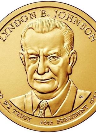 Монета сша 1 долар, 2015 року, 36 президент сша - ліндон джонсон (1963–1969)