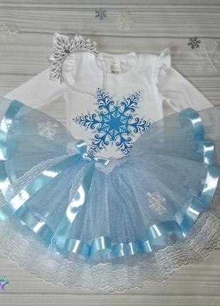 Костюм сніжинки, плаття сніжинки, костюм снігурки, голуба юбка з фатину2 фото