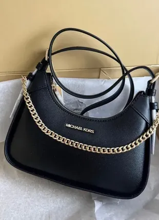 Сумка шкіряна ванільна та чорна michael kors wilma small