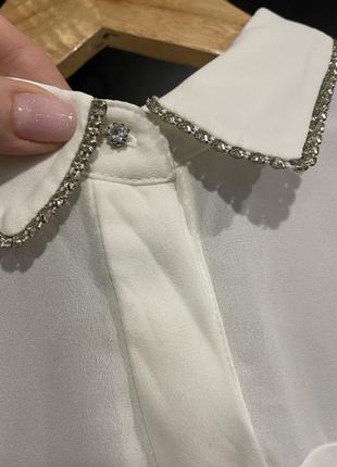 Нарядная женская блуза рубашка белая zara2 фото