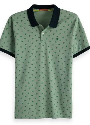 Мужская футболка, поло scotch &amp; soda polo groen palmbomen