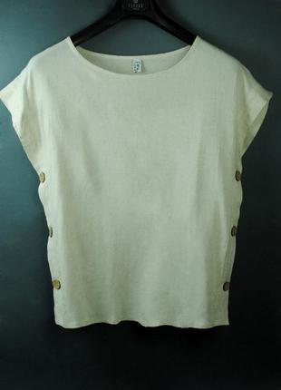Блузка легкая летняя льняная / блуза туника футболка рубашка кофточка натуральная лен лён