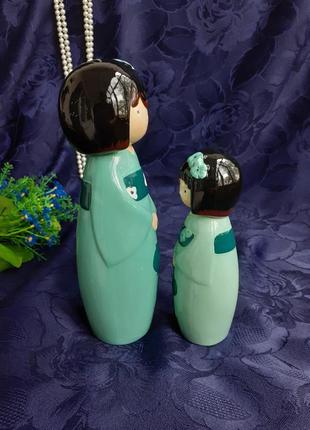 Kokeshi 🎎 винтаж магические фарфоровые куклы япония матрешки кокэси талисман на любовь ручная роспись пара статуэток фигурки сувенирные5 фото